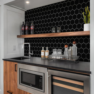 Metro Super 4" Hex Matte Black Porcelain Floor and Wall Tile