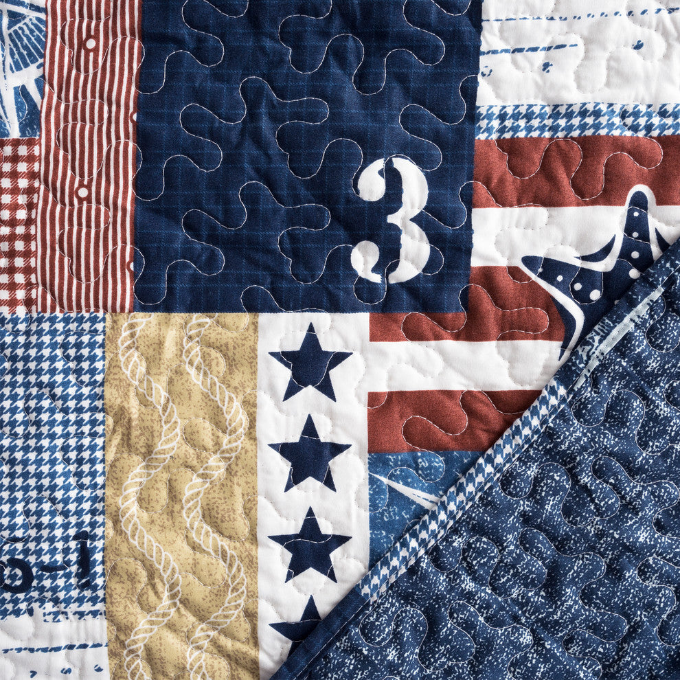 Lavish Home Americana Quilt Set, Twin