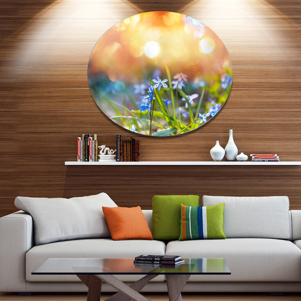 Little Flowers Meadow With Snowdrops, Flower Disc Metal Wall Art, 11"
