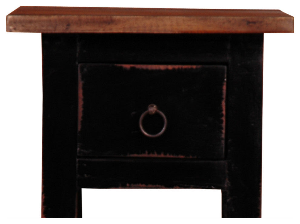 Sunset Trading Cottage Narrow Side Table, Antique Black, Raftwood