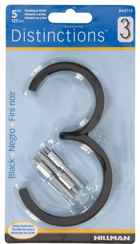 Floating House Number, Black, Number 3