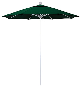 7.5' Silver Anodized Push Lift Aluminum Umbrella, Hunter Green Olefin