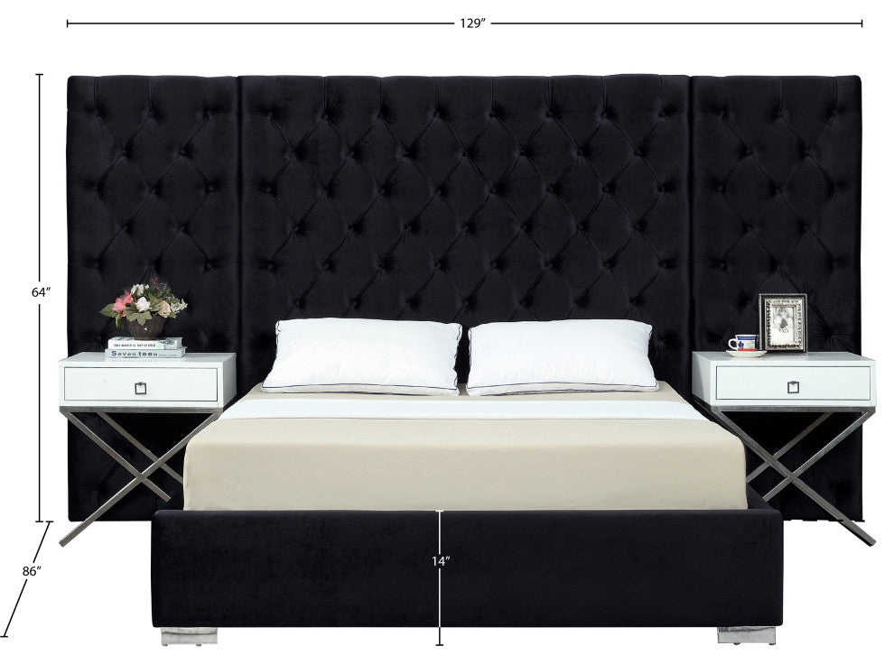 Grande Velvet Bed, Black, King