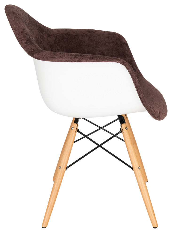 LeisureMod Willow Velvet Eiffel Wooden Base Accent Chair