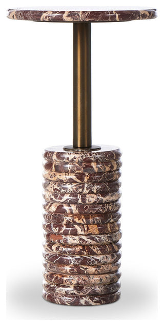 Reeves End Table, Garnet Marble-Dark Brass