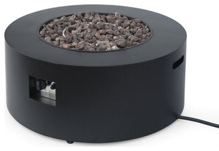 Hemmingway Outdoor Round Fire Pit With Tank Holder, Dark Gray Finish