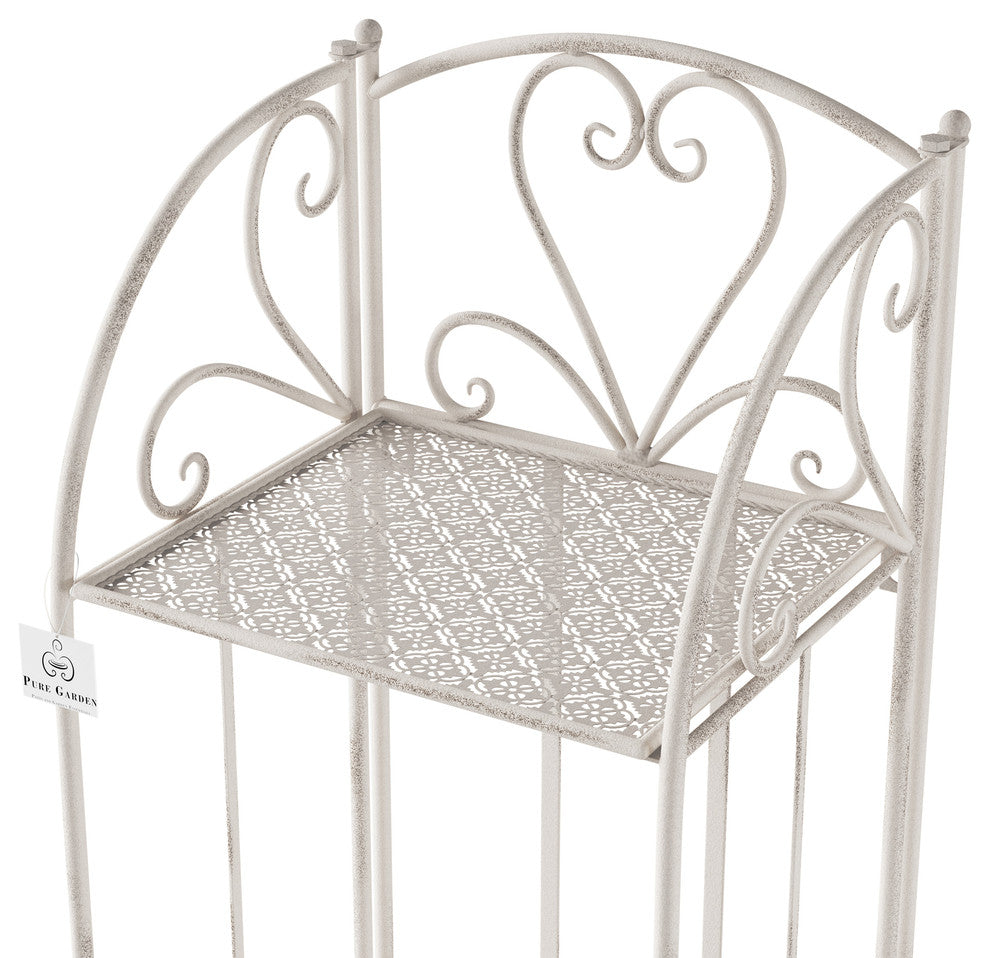 Pure Garden 3-Tier Vertical Shelf Plant Stand, Antique White