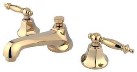 Kingston Brass Widespread Bathroom Faucet With Brass Pop-Up, Polished Brass