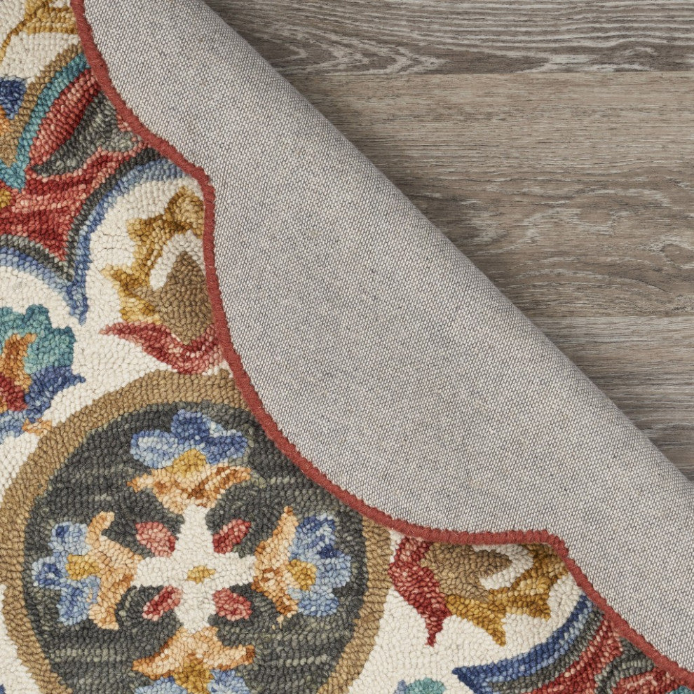 4" Round Red Layered Petals Area Rug