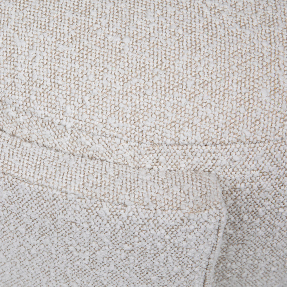 Shawn Boucle Round Ottoman With Round Half-Bezel Foot, Off-White