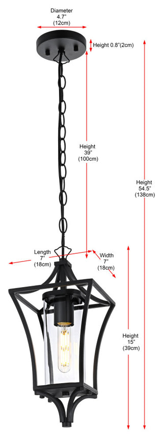 Home Living 7" Outdoor Pendant, Black