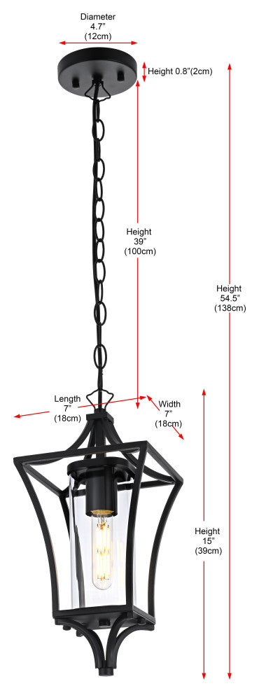 Home Living 7" Outdoor Pendant, Black