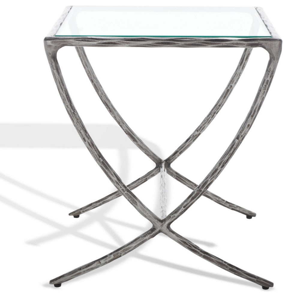 Safavieh Couture Debbie Square Metal Accent Table, Silver