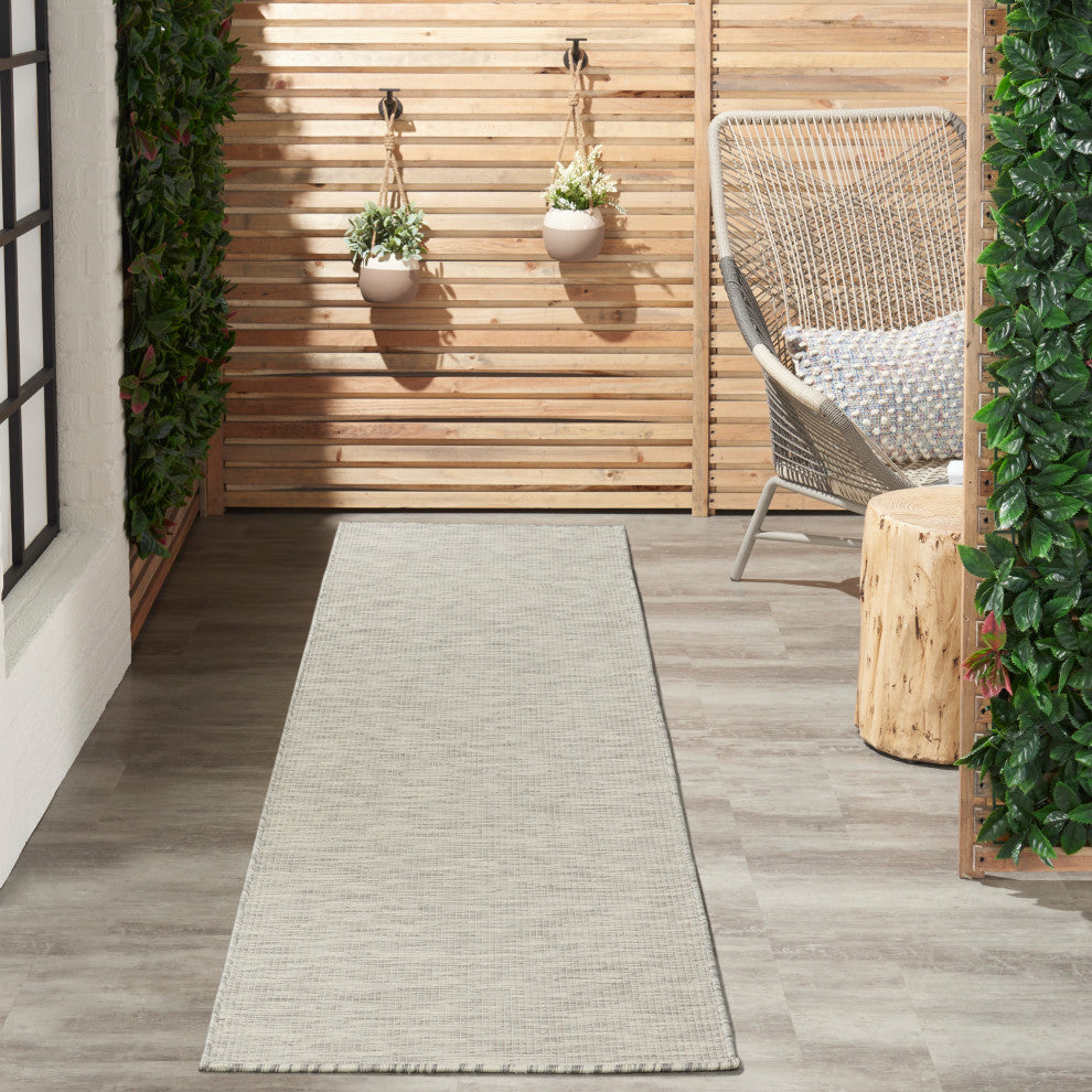 Nourison Positano Contemporary Area Rug, Light Gray, 2'2"x10' Runner