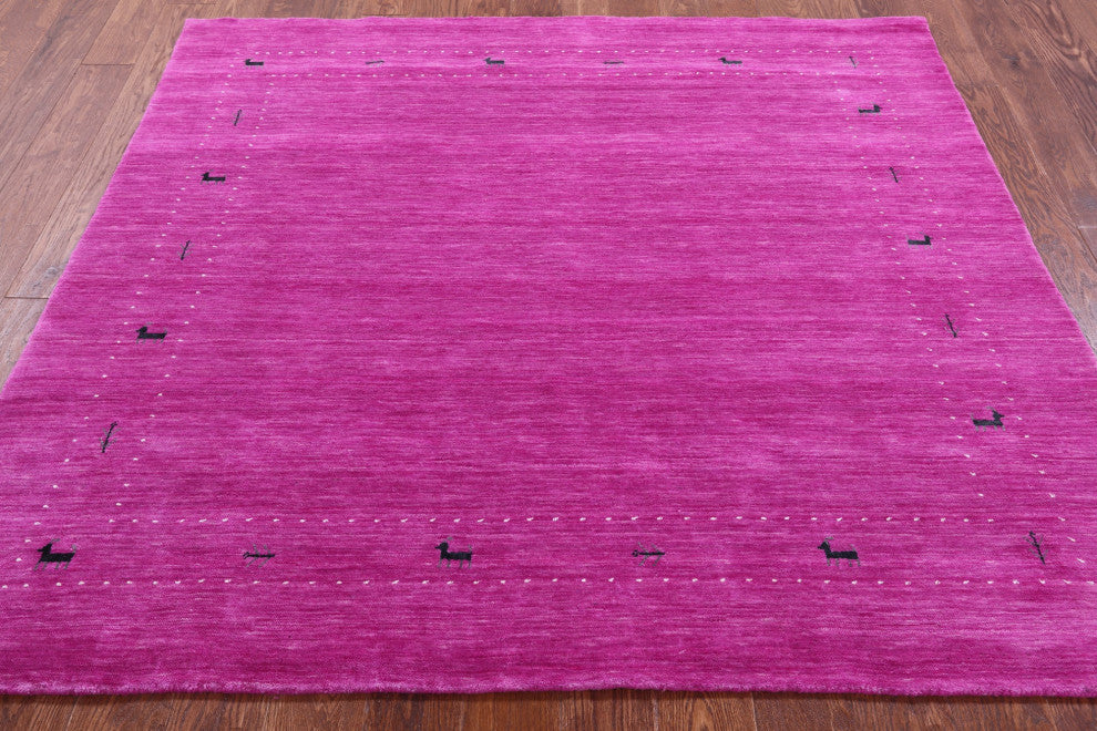 6' Square Handmade Persian Gabbeh Wool Rug - Q15050