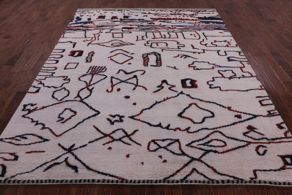 Hand Knotted Moroccan Wool Rug 8' 4" X 9' 11" Q9285