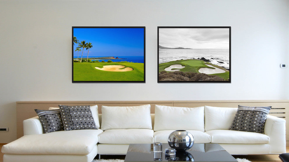 Coastal Golf Course Photo Print on Canvas with Picture Frame, 22"x29"