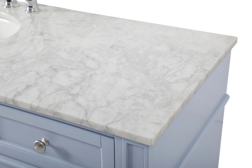 Home Living Vanity with Carrara White Marble Countertop, Gray, 60", Single Sink