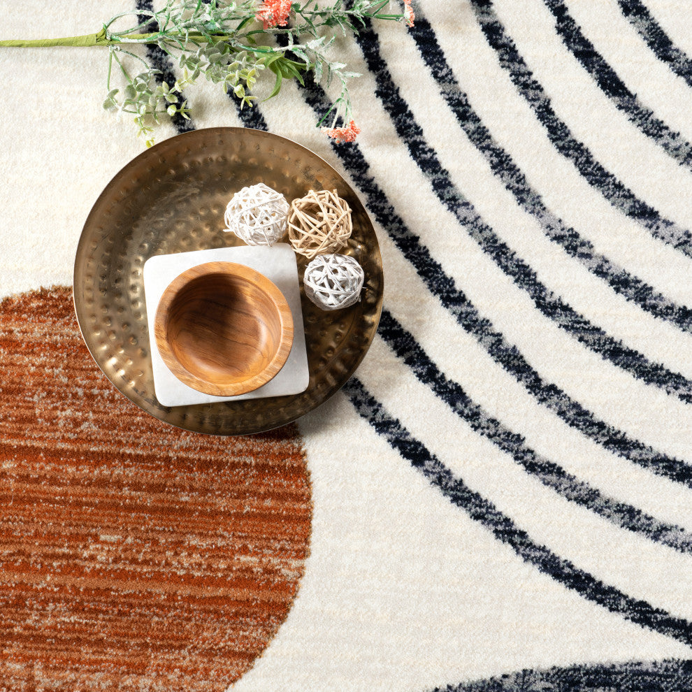 Nuloom Bevin Abstract Sky Fringe Area Rug, Beige 5'x7'10"