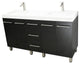 Windbay 60" Free Standing Double Vanity, Black, White Quartz Under Mount Counter