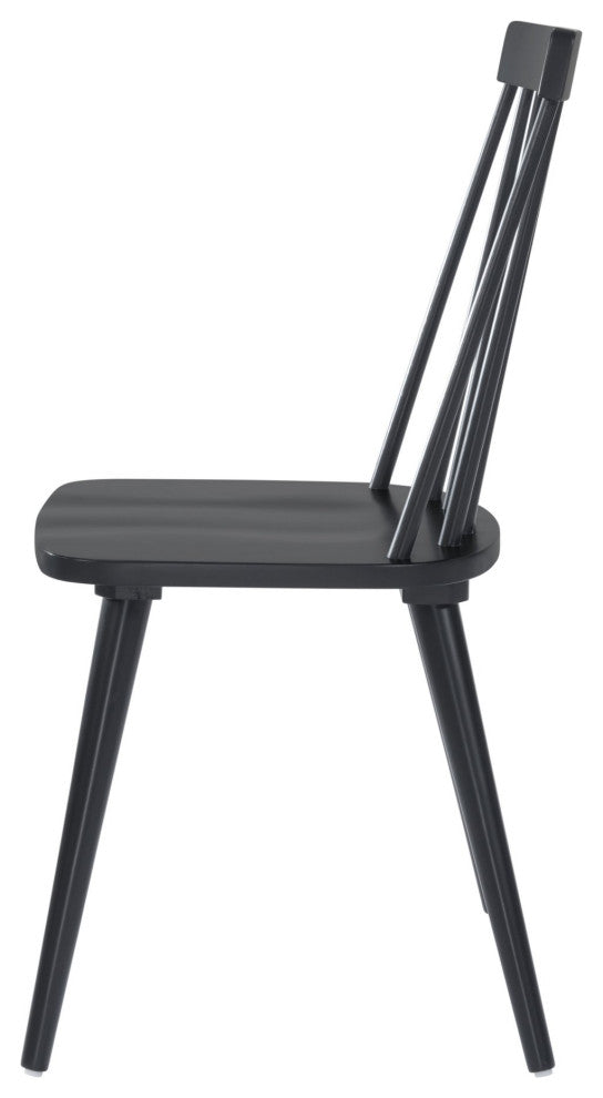 Side Dining Chair, Set of 2, Wood, Black, Mid Century Bar Kitchen Cafe Bistro