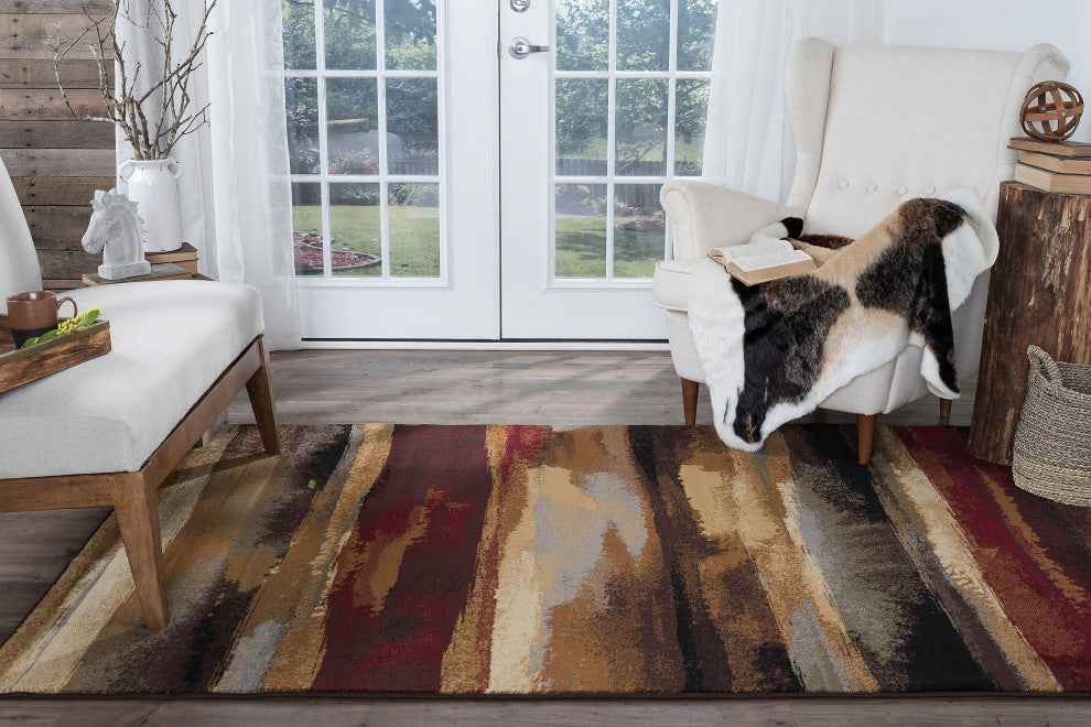 Dakota Contemporary Abstract Area Rug, Multi-Color, 6'7''x9'6''