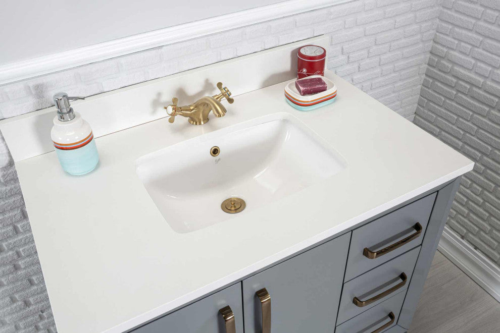 Fabia Collection 36" Bathroom Vanity With Sink, Mirror, Countertop, Dark Gray