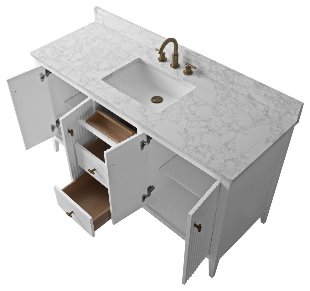 Vanity Art Freestanding Vanity, White, 60", Single Sink, Golden Brushed