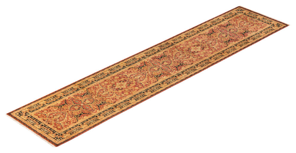 Wundwin One-of-a-Kind Hand-Knotted Runner Orange, 2'8"x12'1"