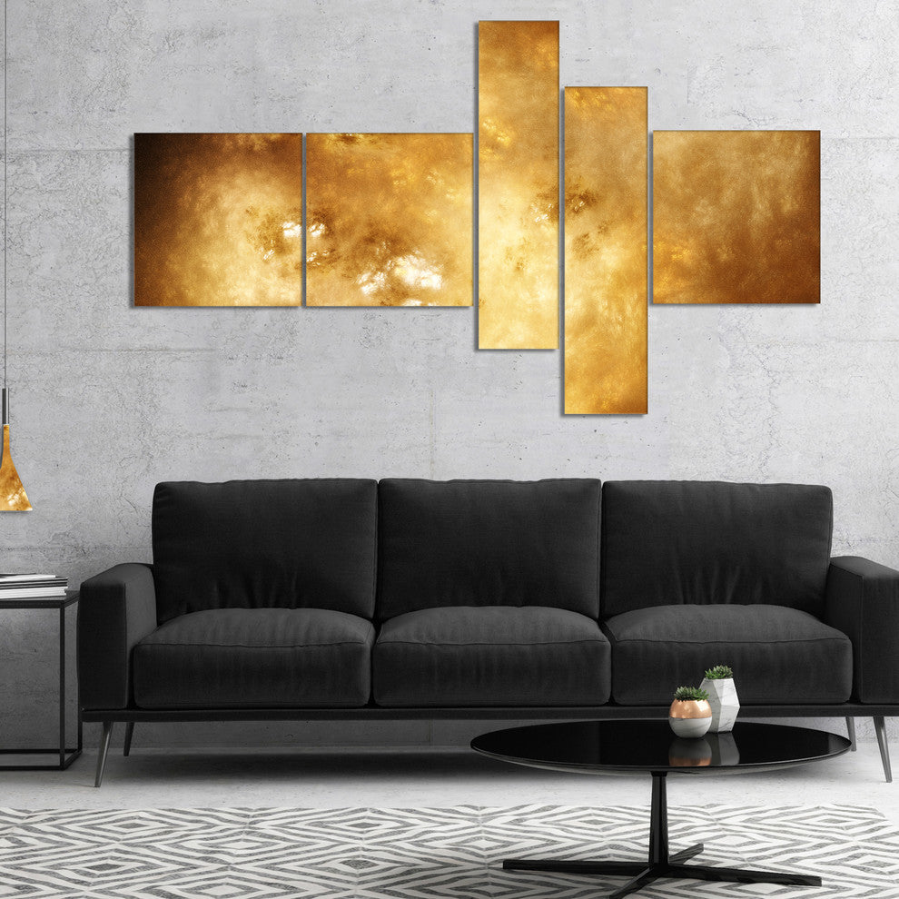 Perfect Brown Starry Sky, Abstract Canvas Art Print, 60"x32", 5 panels