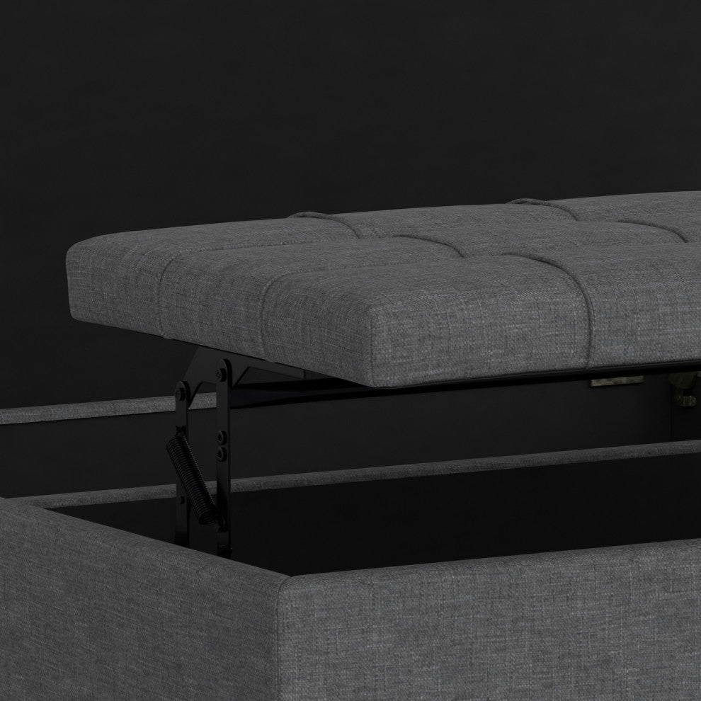 Harrison Large Square Coffee Table Storage Ottoman, Slate Grey