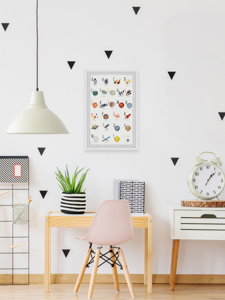 "Space Alphabet" Framed Painting Print, 12x18