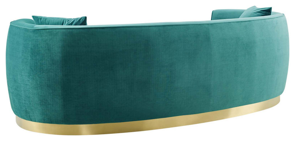 Modern Designer Lounge Lobby Sofa, Velvet Fabric Metal Steel, Aqua Blue
