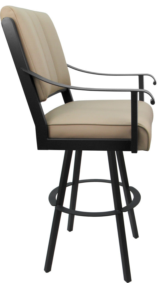 Leather Swivel Metal Bar Stool - Memphis on Warren Base, Tan Leather on Gray, 26"