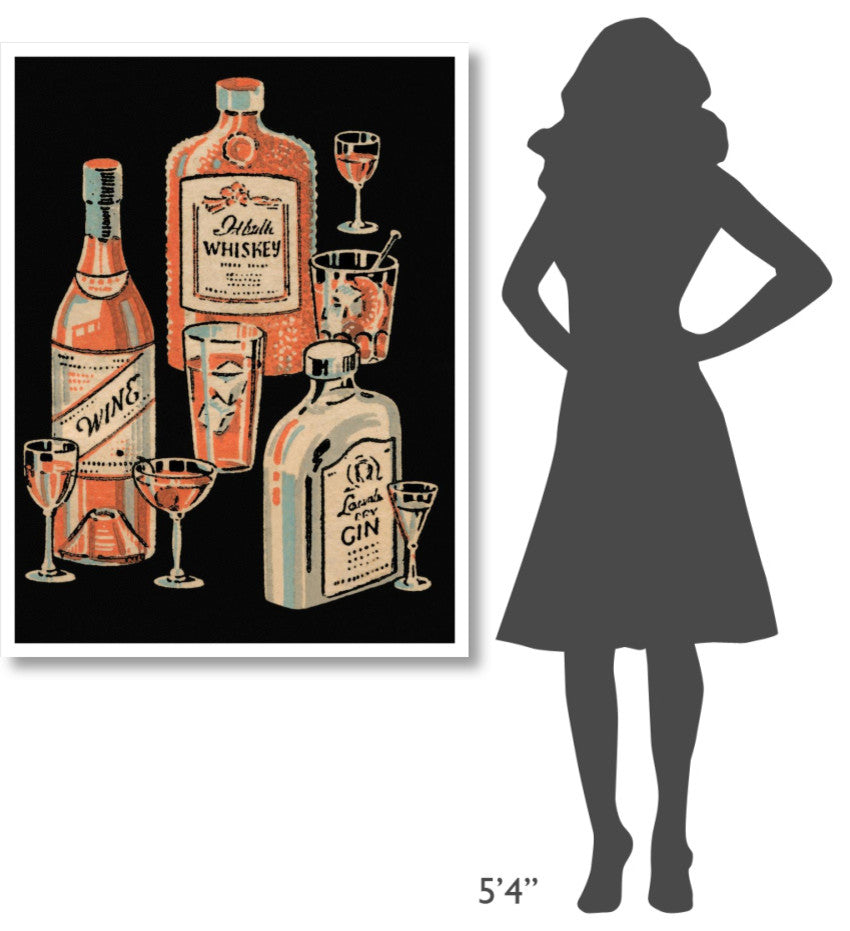 "Whiskey, Wine & Gin" Digital Paper Print by Vintage Booze Labels, 35"x46"
