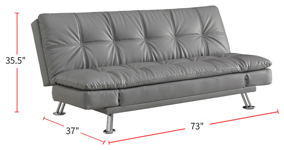 Upholstered Sofa Bed with Adjustable Armrests, Gray