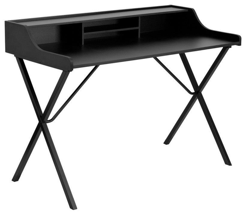 Black Computer Desk With Top Shelf