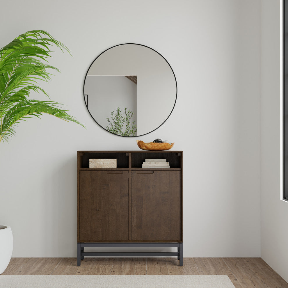 Banting Solid Hardwood Entryway Storage Cabinet, Walnut Brown