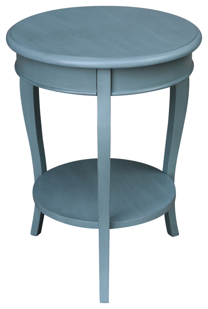 Cambria Round End Table, Ocean Blue - Antique Rubbed