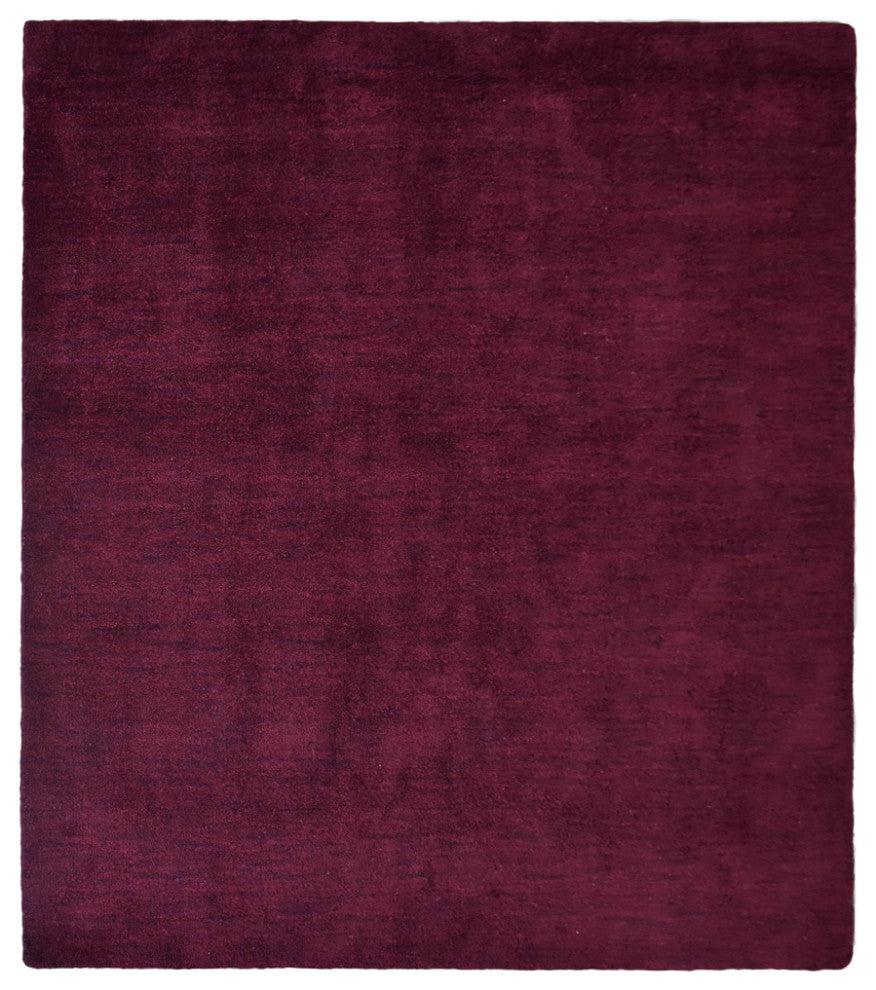 Hand Knotted Loom Silk Mix Area Rug Solid Dark Red, [Square] 10'x10'