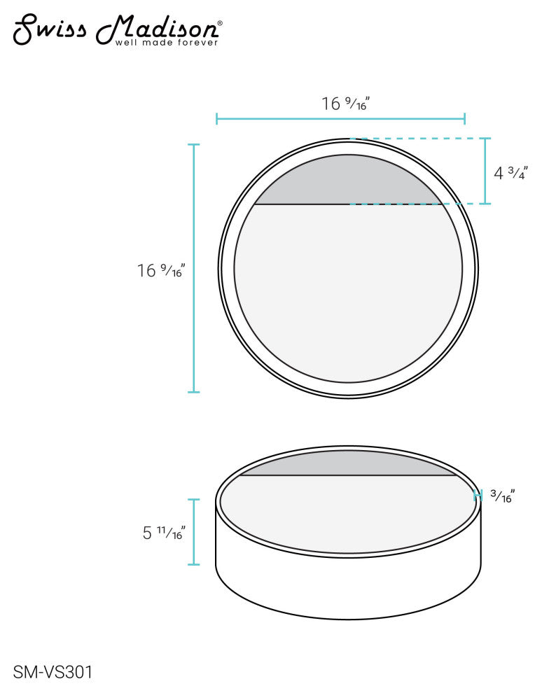 Beau 16.5" Round Vessel Bathroom Sink, Glossy White