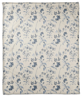 Blue Floral Pattern 50"x60" Coral Fleece Blanket