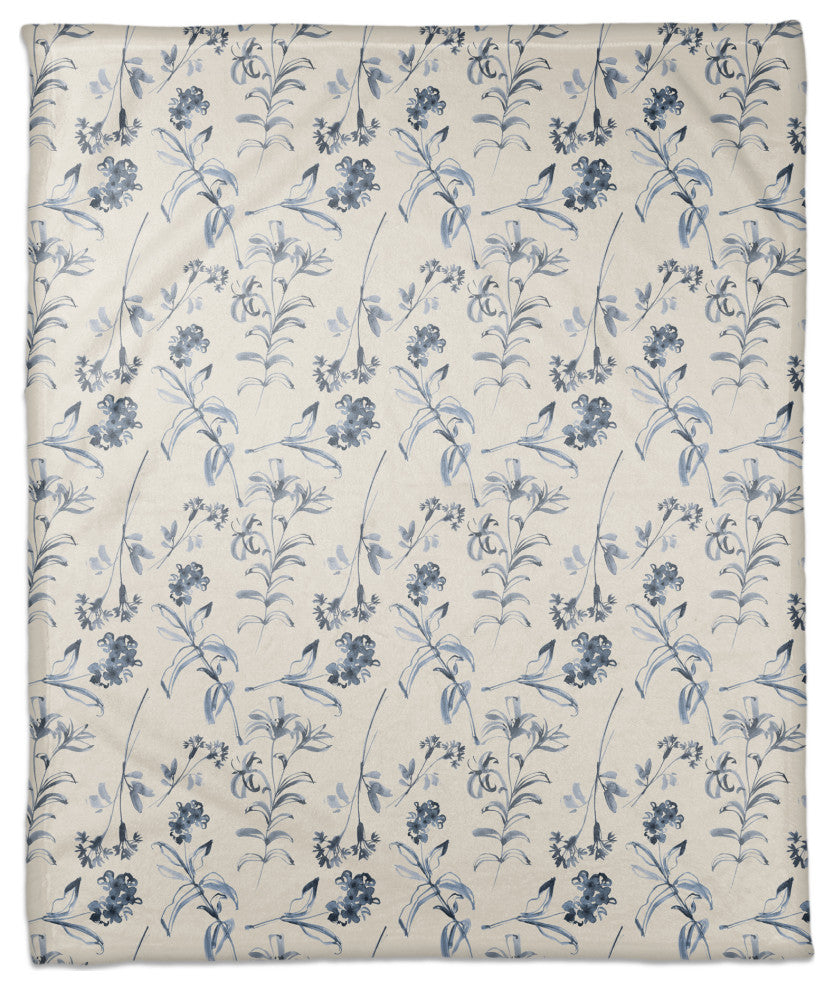 Blue Floral Pattern 50"x60" Coral Fleece Blanket