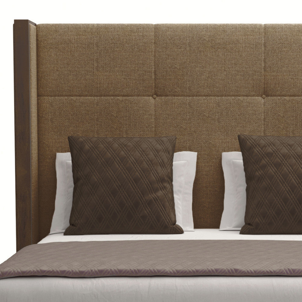 Nativa Interiors Irenne Simple Tufted Bed, Brown, King, Medium 67"