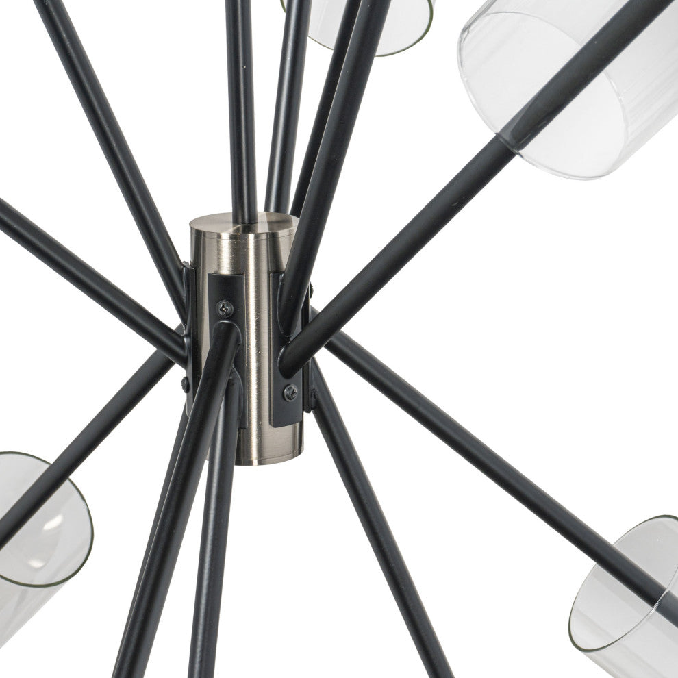Everly 6 Light Chandelier Modern Sputnik Chandelier, Black/Chrome