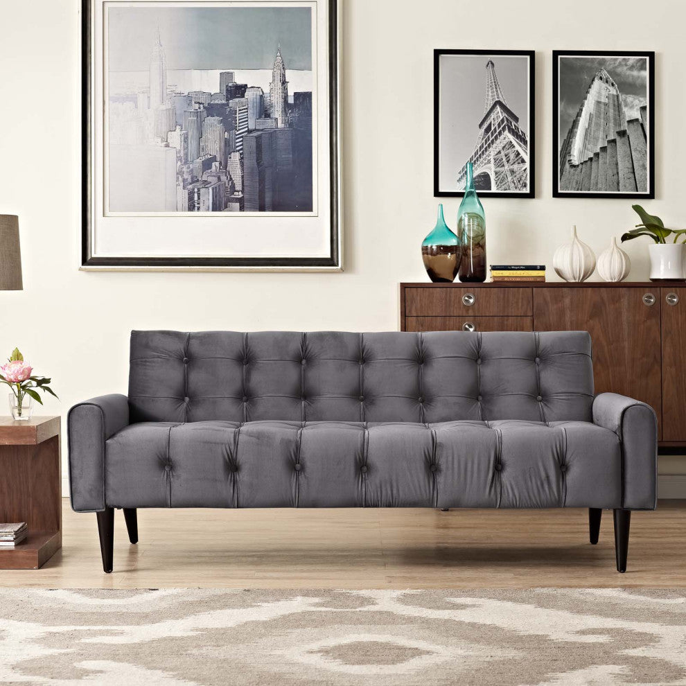 Modway Delve Velvet Sofa, Gray