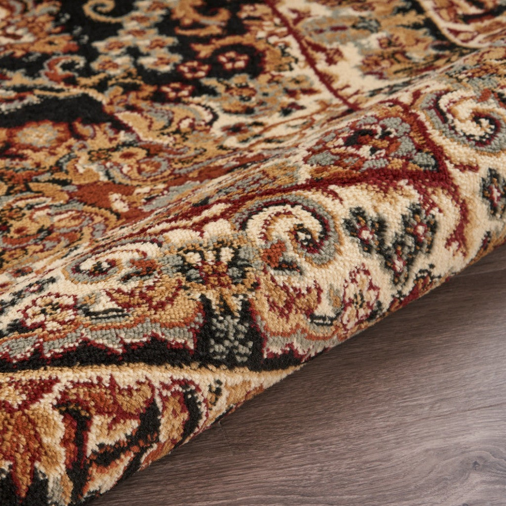 7" x 9" Black Royal Medallion Area Rug