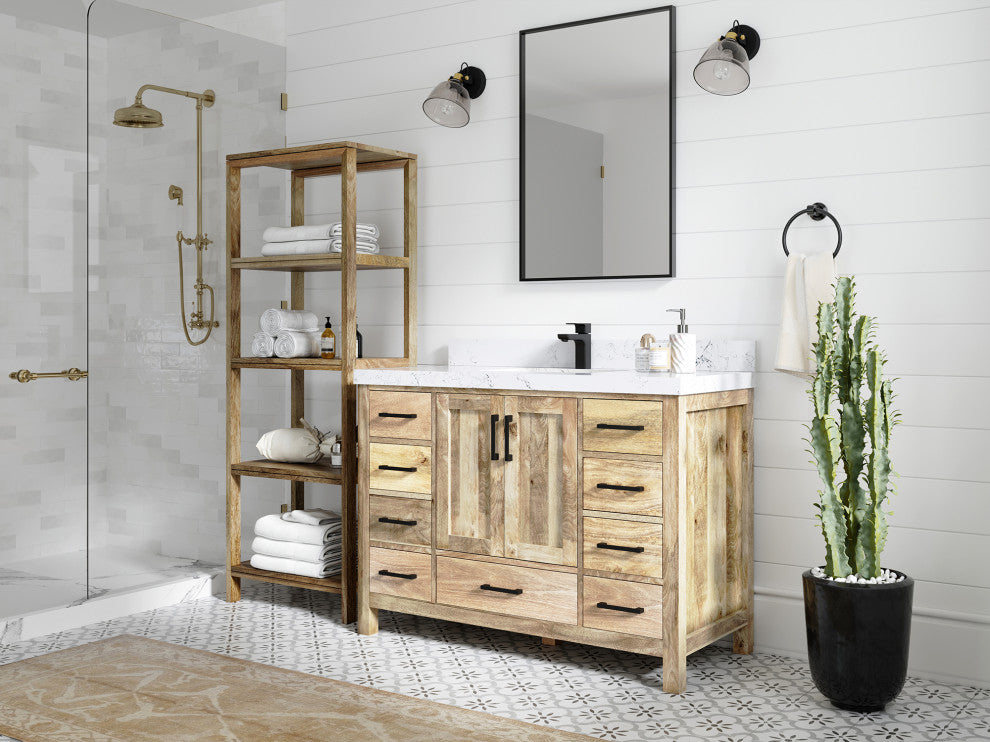 Malibu Mango 48 Single Sink Bath Vanity in White Washed 1.5" Empira Quartz