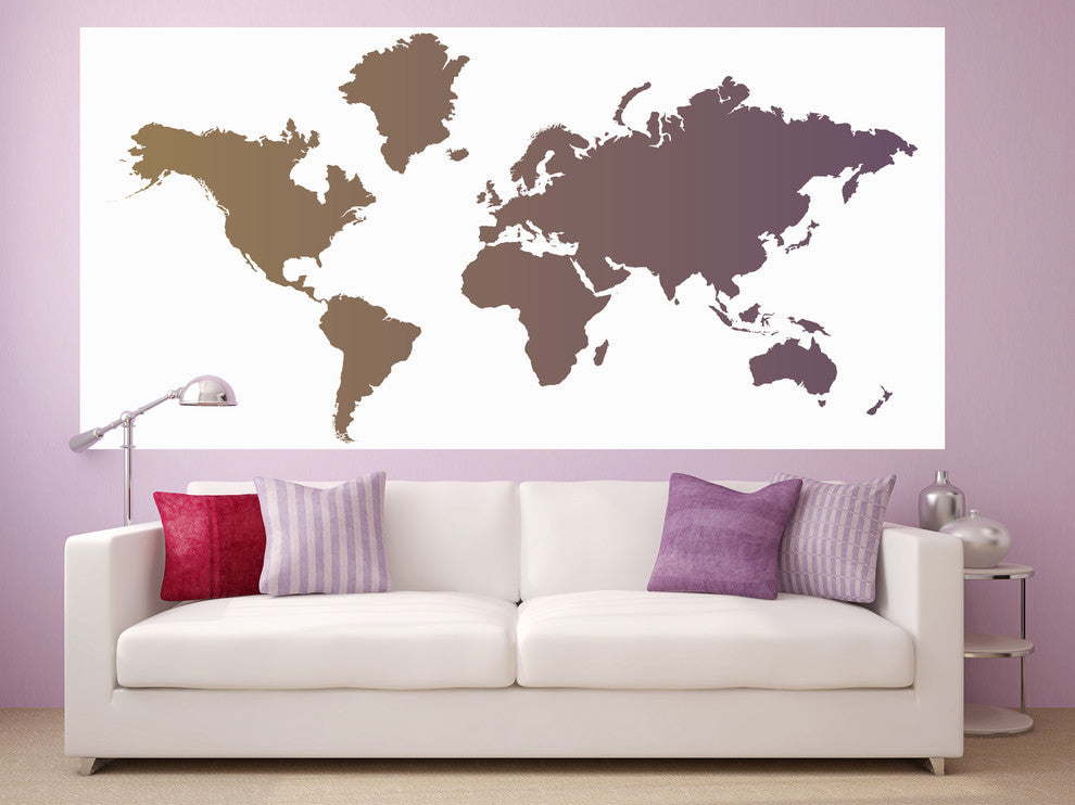 Studio Map Mural, Purple and Gold Gradient, Peel and Stick, 3 Panels, 124"x60"