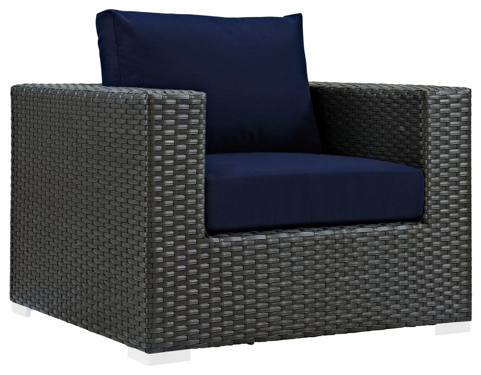 Canvas Navy Sojourn 5 Piece Outdoor Patio Sunbrella Sectional Set